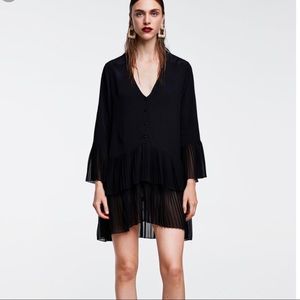 Zara black pleated dress